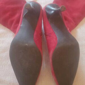 Nine West red suede high heel boots with super pointy toe - Size 8.5